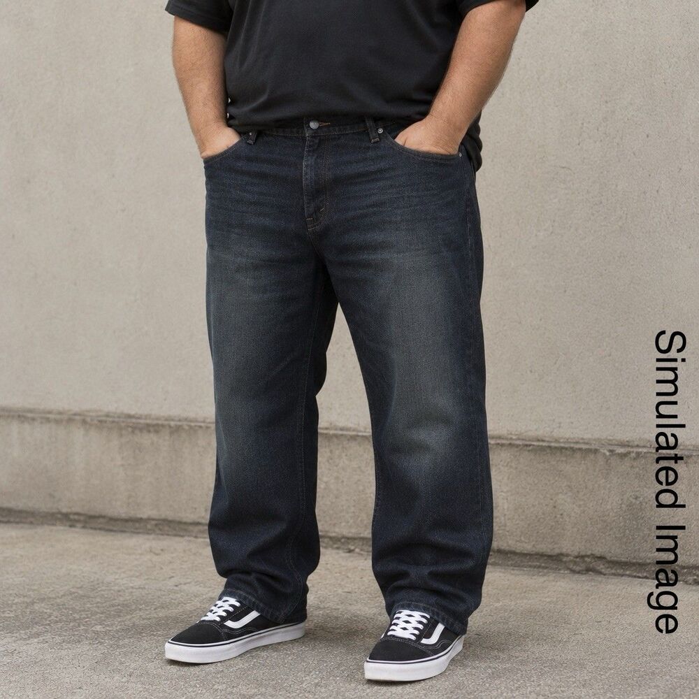 Levi’s 559 Jeans Mens 44x30 (44x28.5) Black Relaxed Straight Stretch Denim NWT - Picture 1 of 7